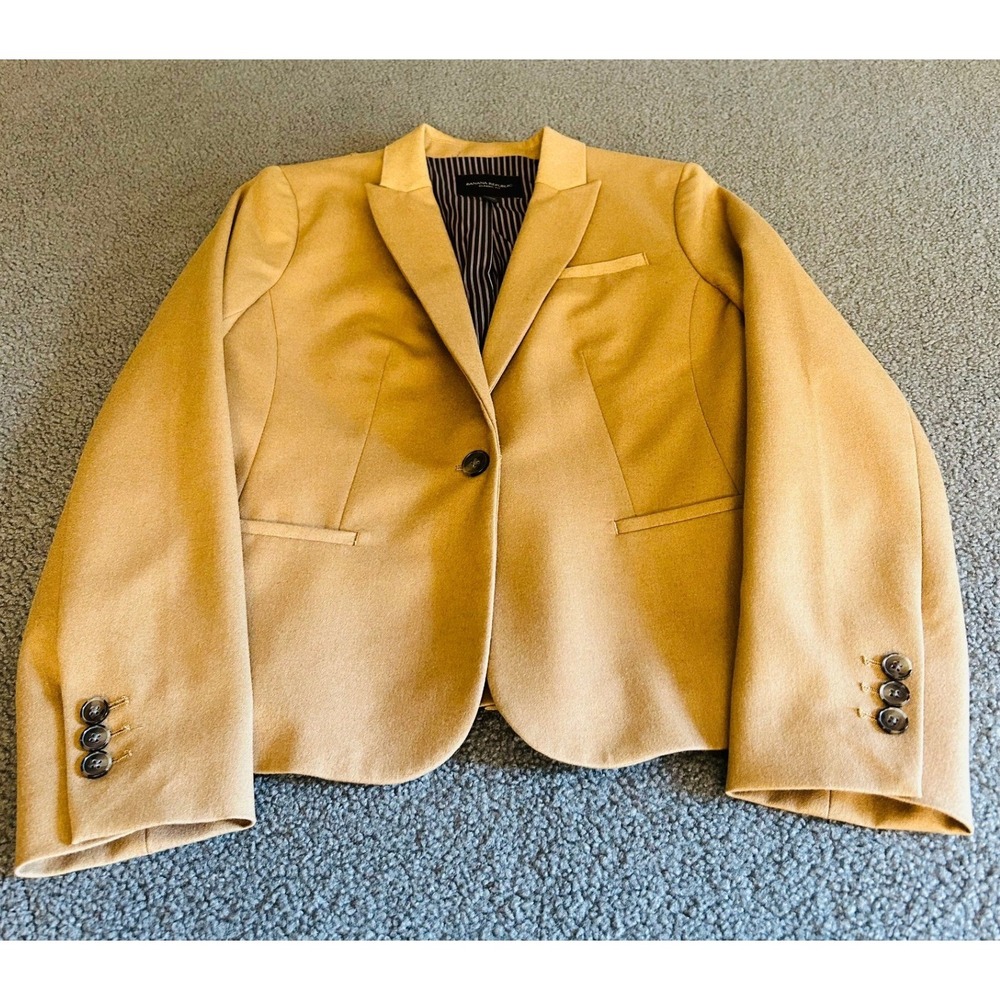 Banana Republic Blazer Womens Small Camel Tan Tailored Notched Lapel